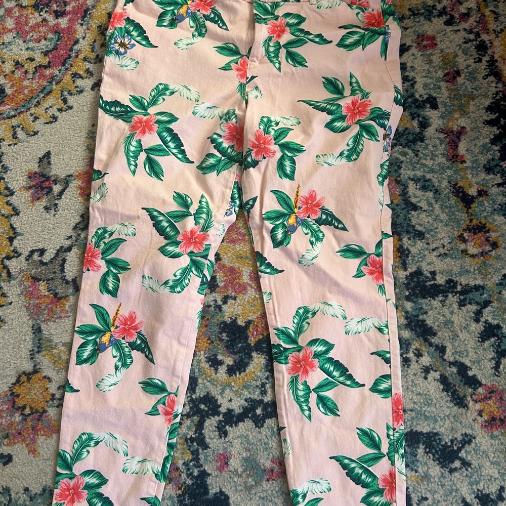 Old Navy Tropical Floral Pants - Pink and Green pixie pants size 16 tall